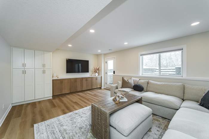 The Overland — finished basement: family room